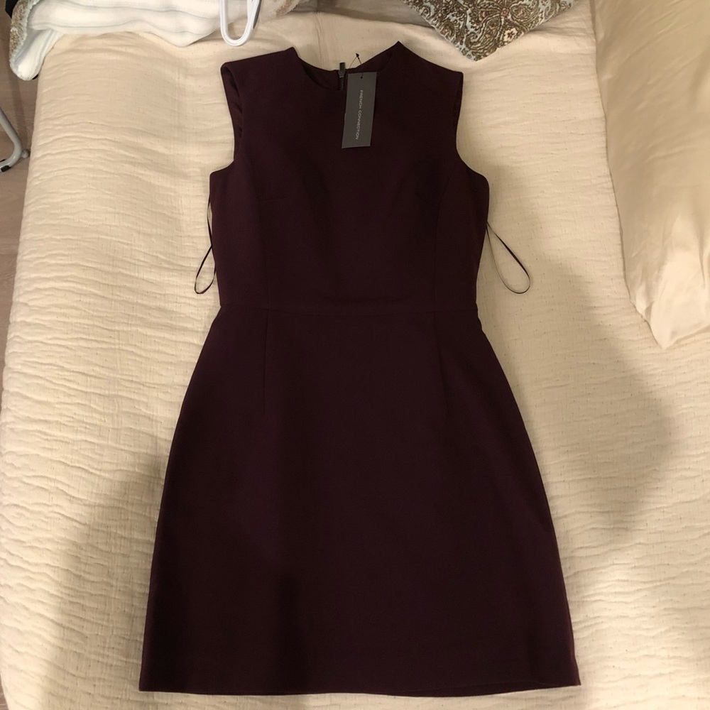 NWT French Connection Whisper Light High Neck Dress in Rich Fig